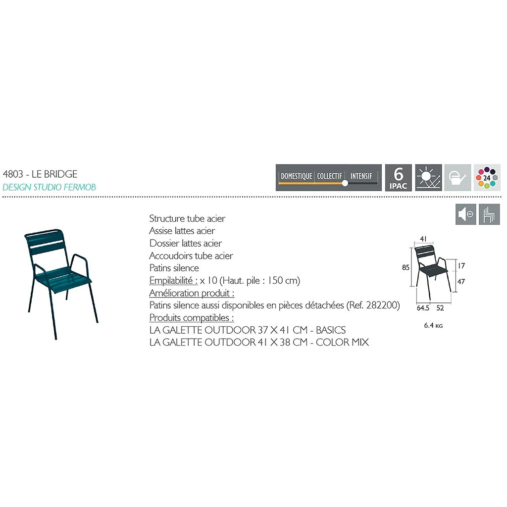 Fermob Chaise Bridge D'extérieur En Acier Piment - Monceau 5 Fermob Chaise Bridge D'extérieur En Acier Piment - Monceau – Image 3