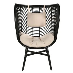 Zago Fauteuil Polo En Rotin Naturel Noir