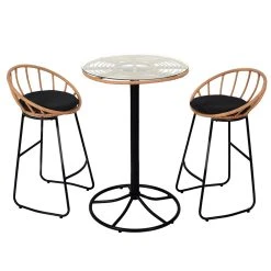 Home Déco Factory Table De Bar En Résine Tressée Avec Plateau En Verre - Saya -SEMA design Boutique 623857 FRN04 WEB