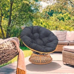 Home Déco Factory Fauteuil D'exterieur Papasan En Rotin Avec Coussin Noir - Cancun -SEMA design Boutique 623863 FRN05 WEB