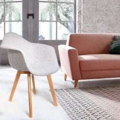 Home Déco Factory Chaise Avec Accoudoir En Tissu Grosse Maille Gris - Scarlett -SEMA design Boutique 623918 FRN06 WEB