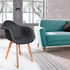 Home Déco Factory Chaise Avec Accoudoir En Tissu Grosse Maille Noir - Scarlett -SEMA design Boutique 623919 FRN06 WEB