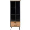 Zago Bibliothèque Noir Et Bois 2 Portes Vitrés Et Tiroirs H168 Cm -Highland -SEMA design Boutique 626674 FRN01 WEB