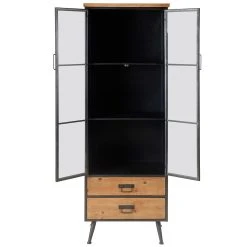 Zago Bibliothèque Noir Et Bois 2 Portes Vitrés Et Tiroirs H168 Cm -Highland -SEMA design Boutique 626674 FRN05 WEB