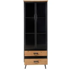 Zago Bibliothèque Noir Et Bois 2 Portes Vitrés Et Tiroirs H168 Cm -Highland -SEMA design Boutique 626674 FRN06 WEB