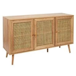 Home Déco Factory Buffet En Bois Et Cannage 3 Portes L115cm - Baia