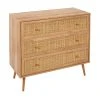 Home Déco Factory Commode En Bois Et Cannage 3 Tiroirs H79cm - Baia