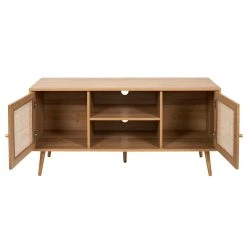 Home Déco Factory Meuble TV Naturel En Bois Et Cannage L115cm - Baia -SEMA design Boutique 626813 FRN03 WEB