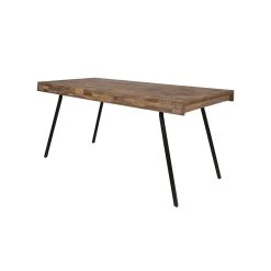 White Label Living Table à Manger En Teck Massif Et Pieds Métal 200x90cm - Suri