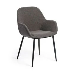 La Forma Chaise Avec Accoudoir En Tissu Gris Foncé - Konna