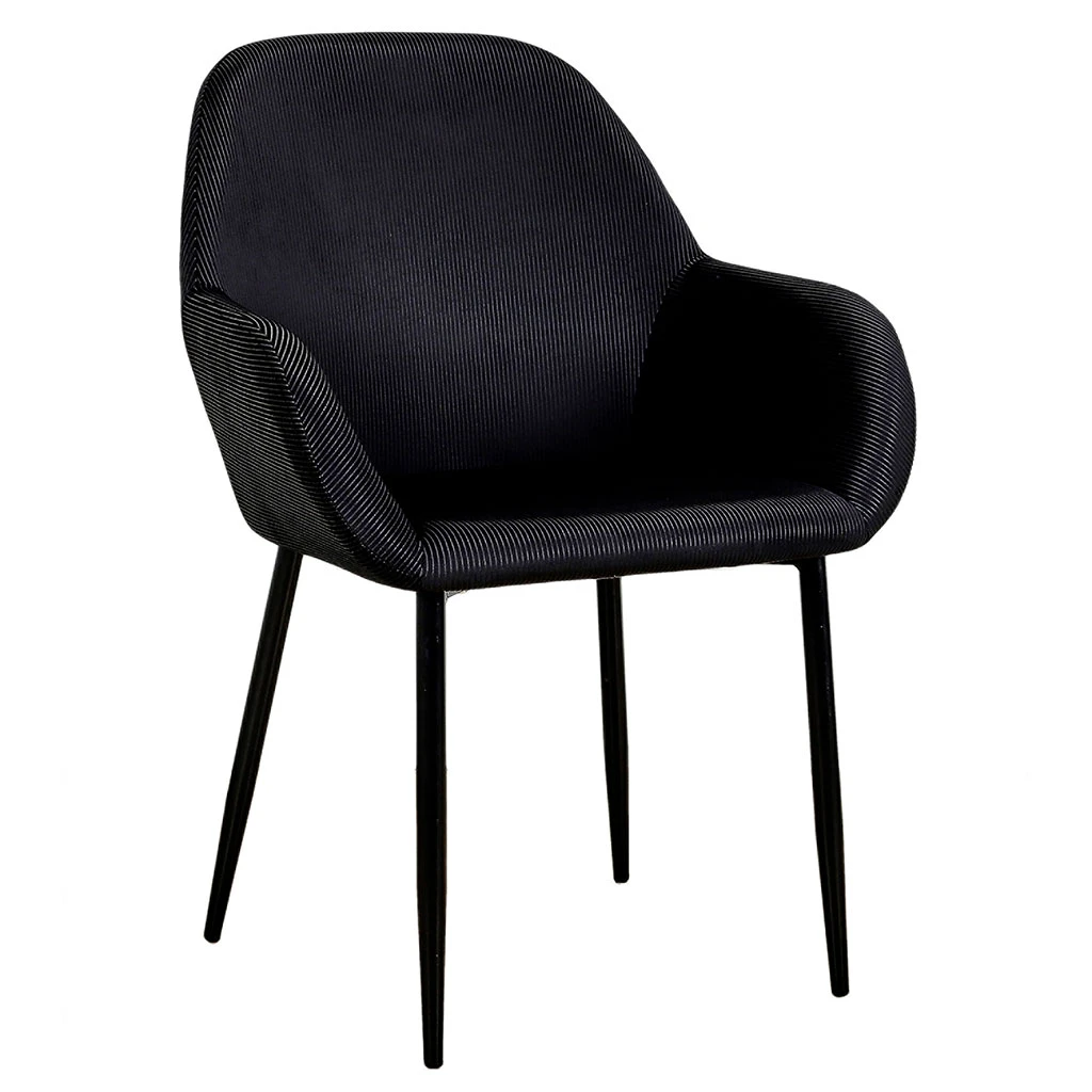 Home Déco Factory Chaise Avec Accoudoir En Velours Cotelé Noir - Julia 3 Home Déco Factory Chaise Avec Accoudoir En Velours Cotelé Noir - Julia