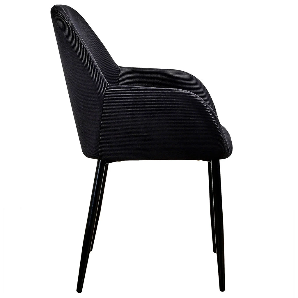 Home Déco Factory Chaise Avec Accoudoir En Velours Cotelé Noir - Julia 5 Home Déco Factory Chaise Avec Accoudoir En Velours Cotelé Noir - Julia – Image 3