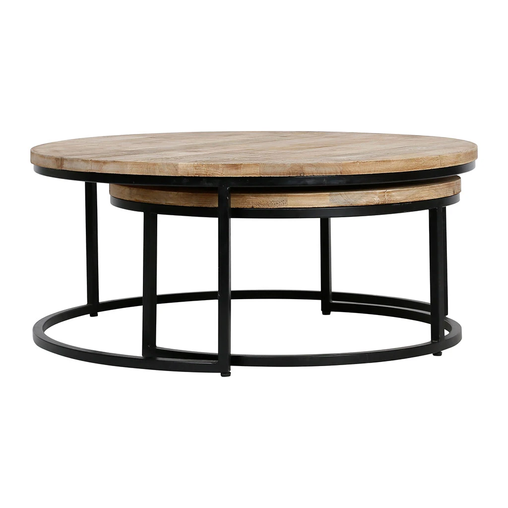 PG Trading Table Basse Gigogne Ronde (lot De 2) En Manguier Et Fer Noir - Noe 3 PG Trading Table Basse Gigogne Ronde (lot De 2) En Manguier Et Fer Noir - Noe
