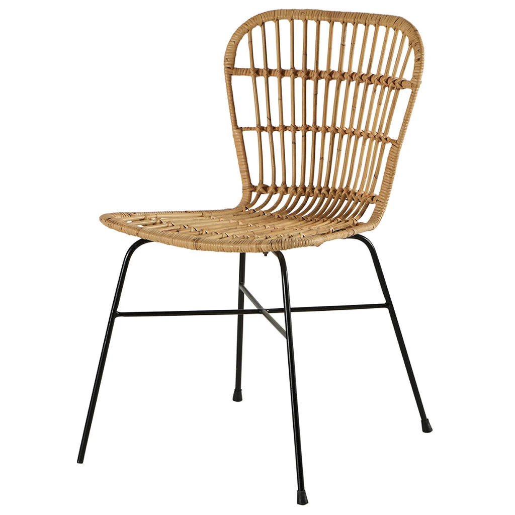 Casita Chaise En Rotin Et Pied En Métal Noir - Maya 3 Casita Chaise En Rotin Et Pied En Métal Noir - Maya