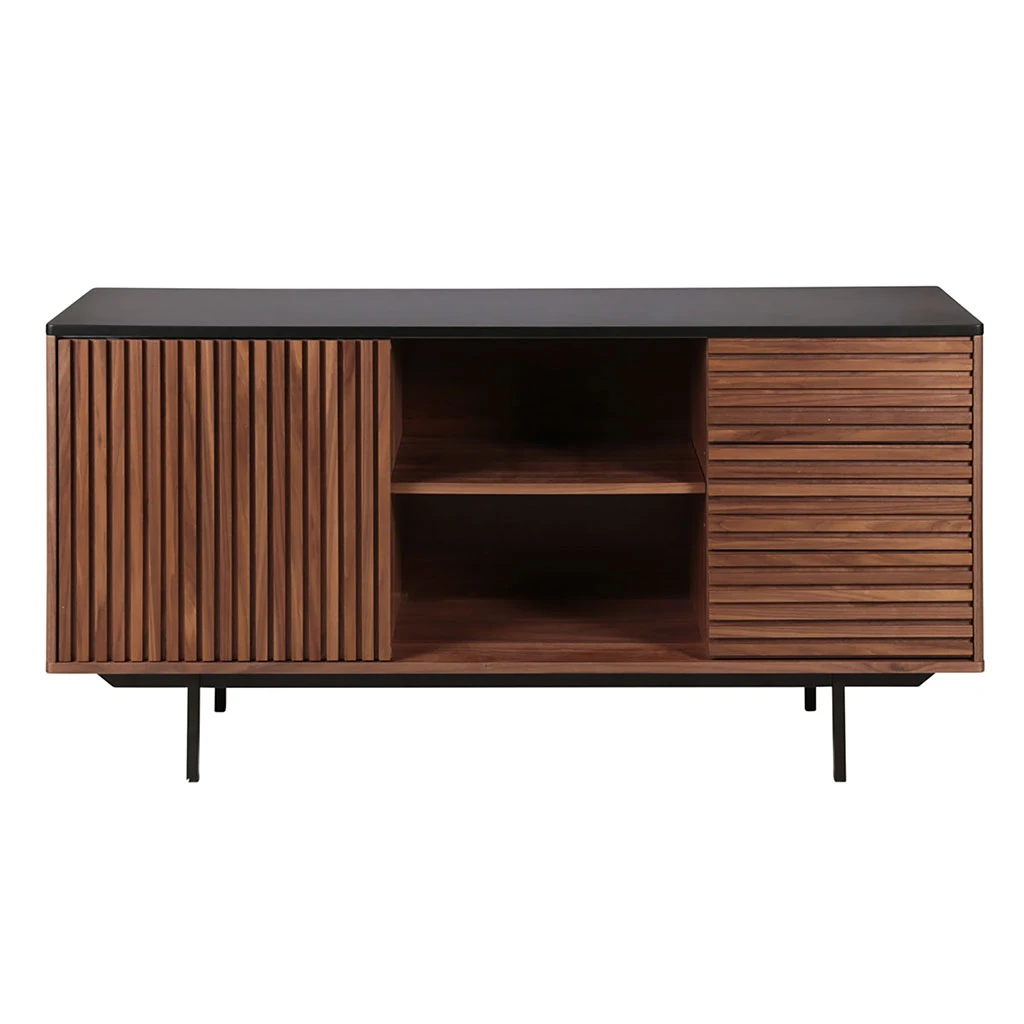 Zago Buffet En Noyer Et Métal Noir L160cm - Nuna 3 Zago Buffet En Noyer Et Métal Noir L160cm - Nuna