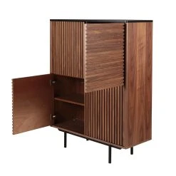 Zago Buffet Haut En Noyer Et Métal Noir H140cm - Nuna -SEMA design Boutique 633450 FRN05 WEB