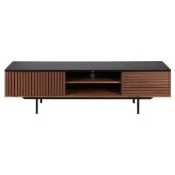 Zago Meuble TV En Noyer Et Métal Noir - Nuna