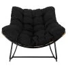 Home Déco Factory Fauteuil De Jardin A Bascule Coussin Noir -Tamia