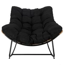 Home Déco Factory Fauteuil De Jardin A Bascule Coussin Noir -Tamia