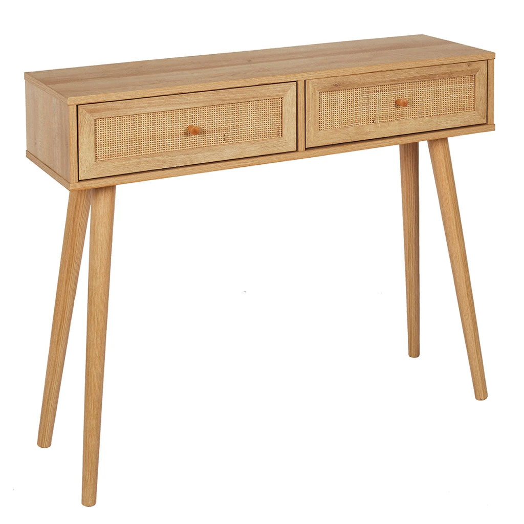 Home Déco Factory Console 2 Tiroirs En Bois Naturel - Baia 4 Home Déco Factory Console 2 Tiroirs En Bois Naturel - Baia – Image 2