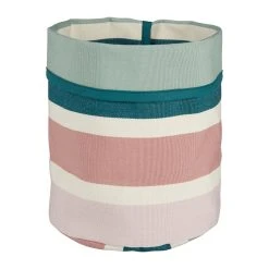 Artiga Corbeille/cache Pot Bleu Et Rose D14xh15cm En Coton