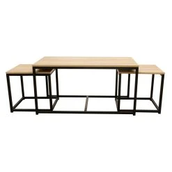Home Déco Factory Table Basse Gigogne (lot De 3) En Plaqué Bois Et Fer Noir - Selya -SEMA design Boutique 638118 FRN02 WEB