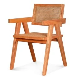 Opjet Fauteuil Rétro En Hévéa Massif Et Cannage - Friendly