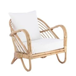 Mica Décorations Fauteuil Exterieur En Rotin Avec Coussin Blanc - Rochester