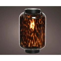 Kaemingk Lanterne Solaire En Verre Leopard D16xh35.5cm