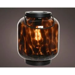 Kaemingk Lanterne Solaire En Verre Leopard D17.5xh31cm