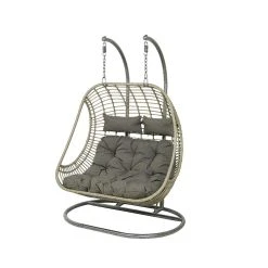 Kaemingk Fauteuil De Jardin Oeuf Suspendu 2 Places En Resine Tressée Gris - Riga