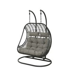 Kaemingk Fauteuil De Jardin Oeuf Suspendu 2 Places En Resine Tressée Noir - Riga