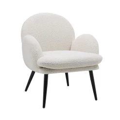 Zago Fauteuil En Tissu Effet Laine Bouclette Blanc - Oria