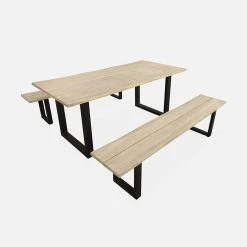 Alice's Garden Lot De 2 Bancs En Acacia Brossé Et Acier Noir L180cm - Salta -SEMA design Boutique 649037 FRN04 WEB