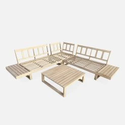 Alice's Garden Salon De Jardin D'angle 5 Places En Acacia Brossé Et Coussins Beige - Havana -SEMA design Boutique 649046 FRN02 WEB