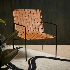 SEMA DESIGN Fauteuil Aspect Cuir Brun Et Fer Noir -Terre Boheme -SEMA design Boutique 7202c fauteuil en cuir et pieds en fer noir