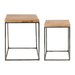 SEMA DESIGN Tables D'appoint Gigogne (x2) En Manguier Naturel Et Fer