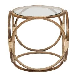 SEMA DESIGN Table D'appoint En Rotin Naturel Et Verre
