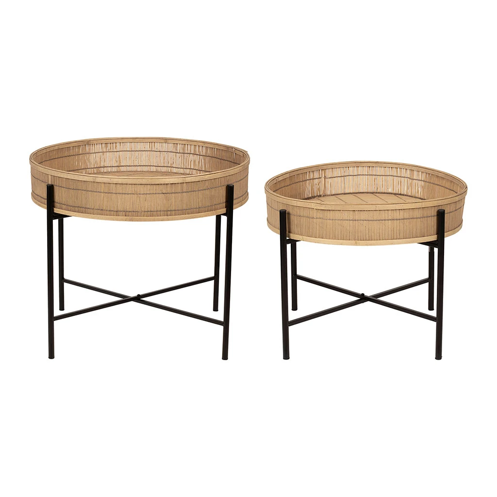 SEMA DESIGN Table Basse Gigogne (lot De 2) En Bambou Naturel Et Fer Noir - Plaka 3 SEMA DESIGN Table Basse Gigogne (lot De 2) En Bambou Naturel Et Fer Noir - Plaka