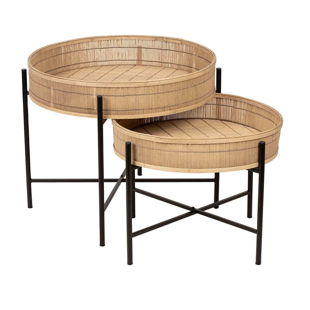 SEMA DESIGN Table Basse Gigogne (lot De 2) En Bambou Naturel Et Fer Noir - Plaka 4 SEMA DESIGN Table Basse Gigogne (lot De 2) En Bambou Naturel Et Fer Noir - Plaka â Image 2