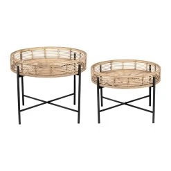SEMA DESIGN Table Basse (lot De 2) Bambou Naturel Et Fer Noir