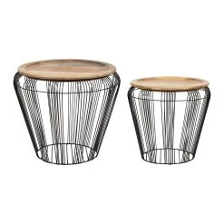 SEMA DESIGN Table Basse (lot De 2) En Manguier Et Fer Noir - Kleia