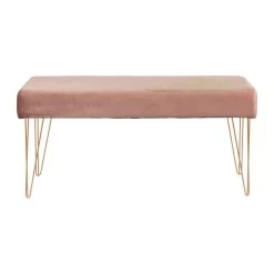 SEMA DESIGN Banc En Velours Rose Et Pieds Dorés