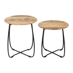 SEMA DESIGN Table D'appoint (x2) En Mangier Naturel Et Pieds En Fer - Hervea