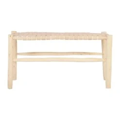 SEMA DESIGN Banc En Bois Et Cuir Tressé Nude