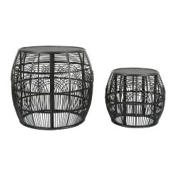 SEMA DESIGN Table Appoint En Rotin Et Bois Noir - Element