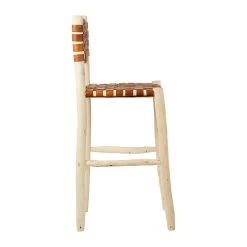 SEMA DESIGN Chaise De Bar En Cuir Brun Et Bois D'eucalyptus - Cuir -SEMA design Boutique 76487 DET04 WEB