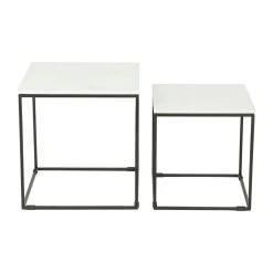 SEMA DESIGN Table Gigogne (x2) En Marbre Blanc Et Fer Noir - Eskela -SEMA design Boutique 76579 DET01 WEB