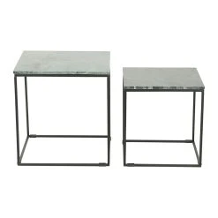 SEMA DESIGN Table Gigogne (x2) En Marbre Vert Et Fer Noir - Eskela -SEMA design Boutique 76580 DET01 WEB