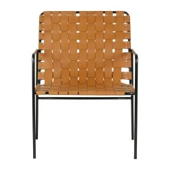 SEMA DESIGN Fauteuil Aspect Cuir Brun Et Fer Noir -Terre Boheme